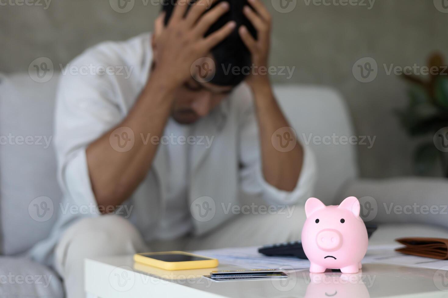 Debt shopping, large bills or invoices no money to pay to expenses and credit card debt. shortage, Financial problem, bankruptcy, mortgage, loan, bankrupt, poor, empty wallet photo