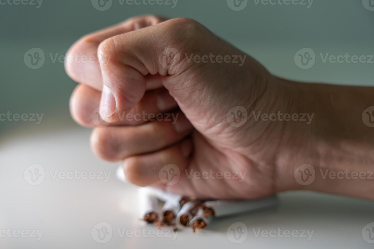 Man stop smoke, refuse, reject, break take cigarette, say no. quit smoking for health. world tobacco day. drugs, Lung Cancer, emphysema , Pulmonary disease, narcotic, nicotine effect photo