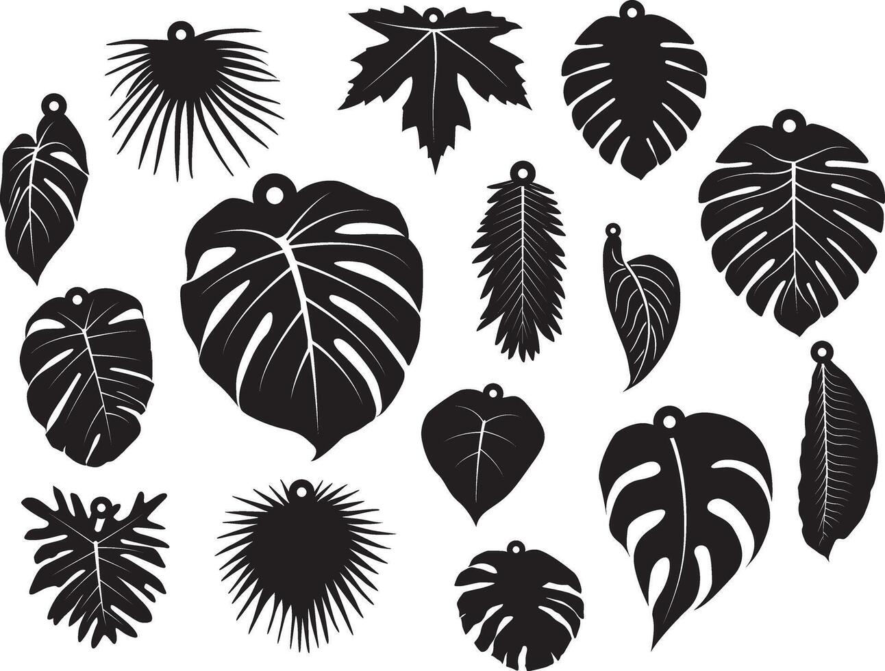 Tropical Leaf Earrings, Tropical Leaves Earing, Monstera Earring vector