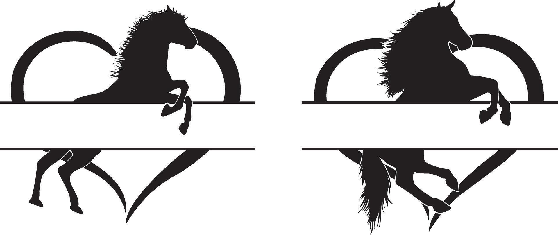 Horse Heart, Horse Split Name Frame, Horse Monogram Cut File vector