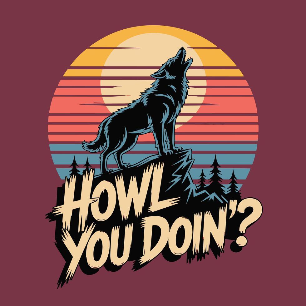 how you doin wolf on a cliff vector