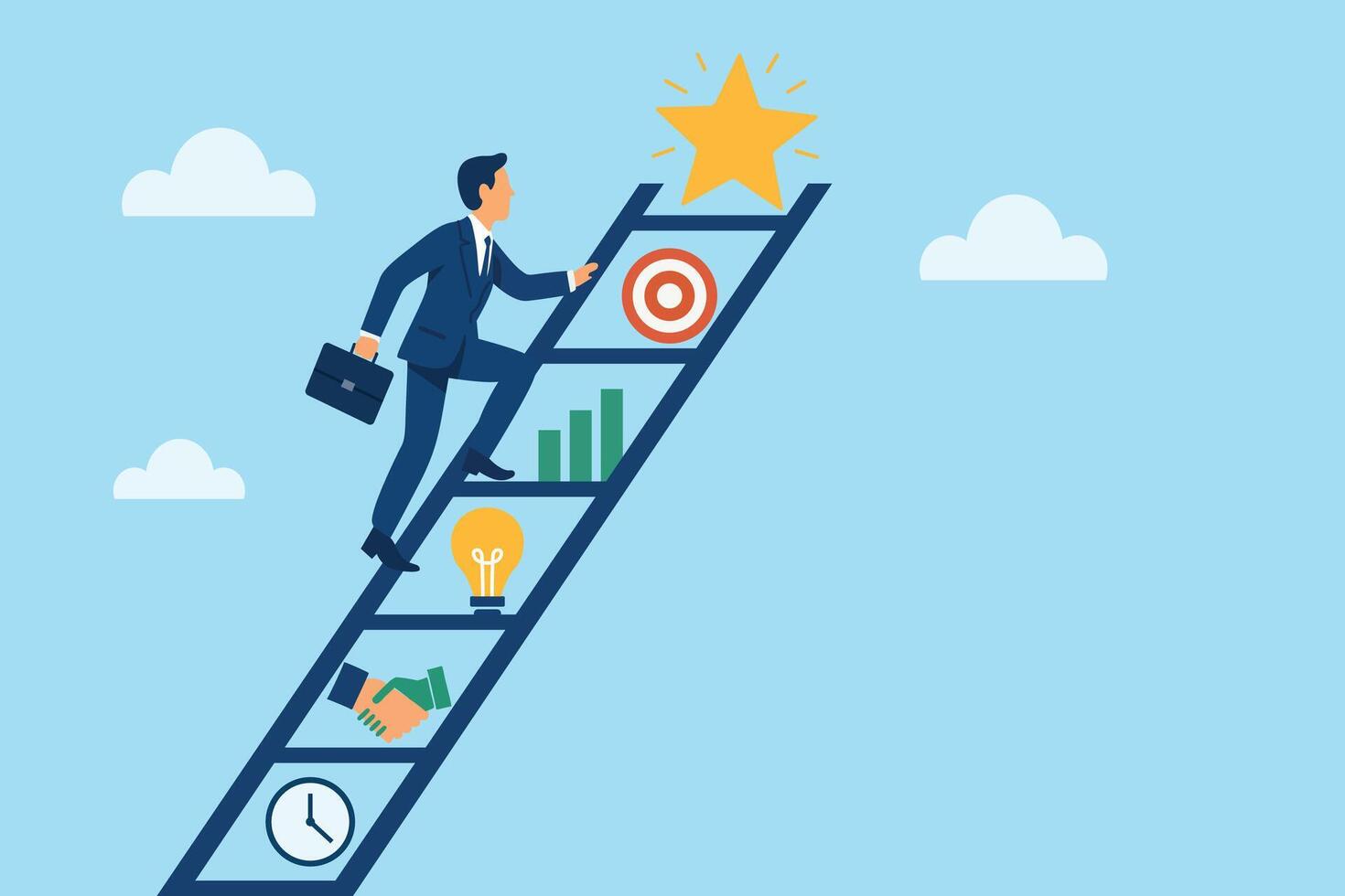 Career Ladder Success,Business Growth Goals, Path to Achievement, Climbing to Success, Goal Attainment Journey vector