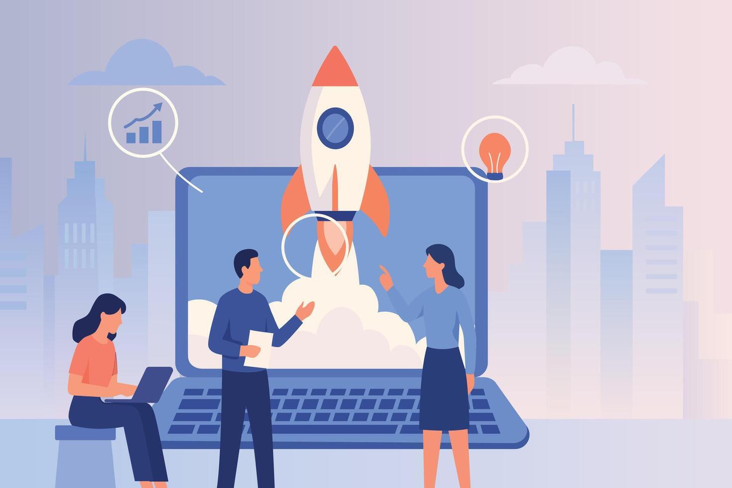 Innovation and Tech Startup Startup Launch and Business Growth Startup Success Journey Business Development and Success Digital Business Launch Strategy vector
