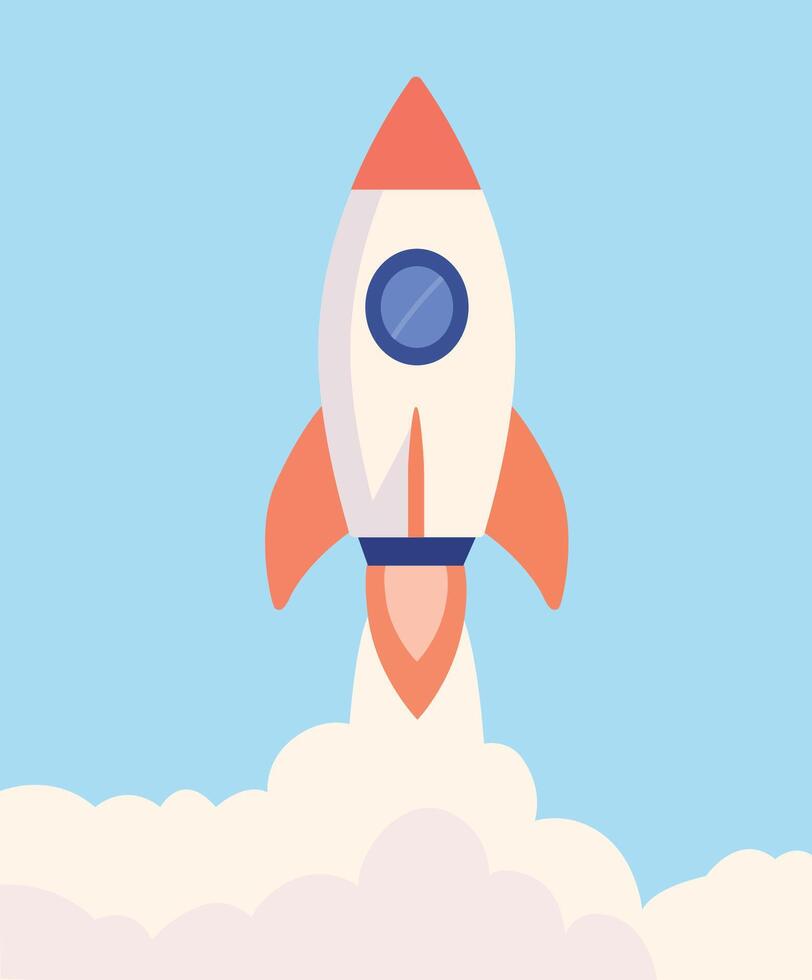 Rocket Blast Off, Space Rocket Takeoff, Business Growth Rocket, Innovation Success Launch, Rocket Launch Startup vector