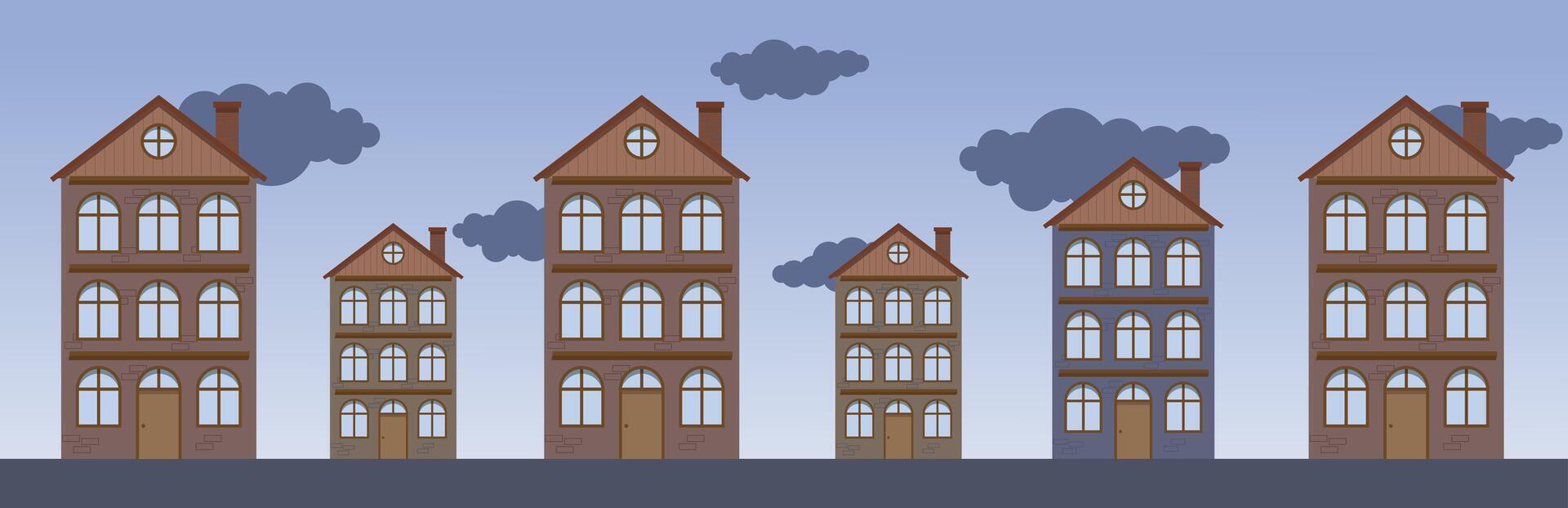 Minimalism of urban buildings. The minimum suburban residential building of illustrations. The structure of the city residential appearance. vector