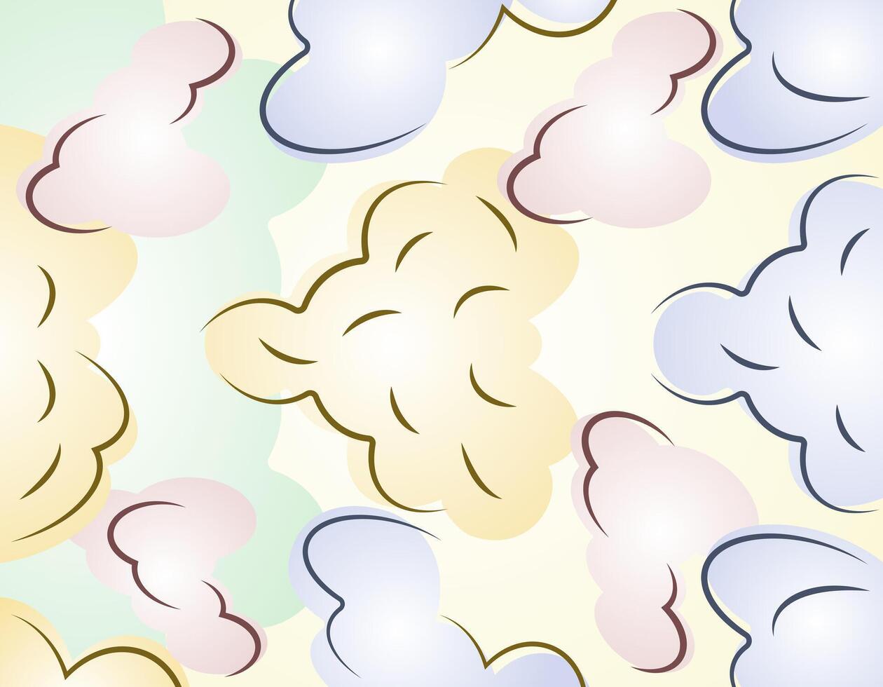 Pastel seamless pattern of clouds. The design has a soft, light atmosphere, creating a sense of calm and airiness. vector