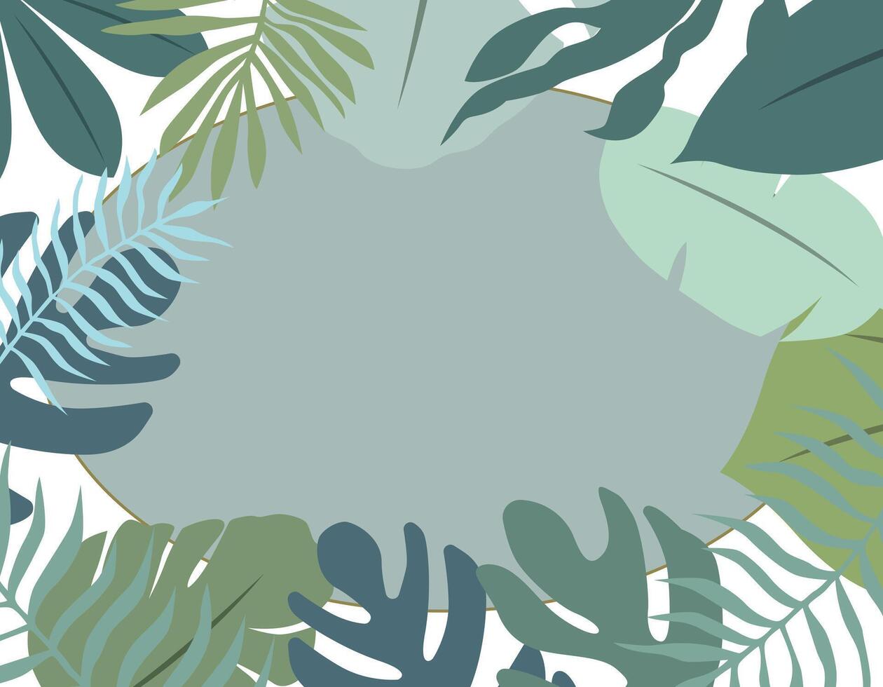 Frame of leaves. Abstract illustration with exotic jungle leaves. Design for you. vector