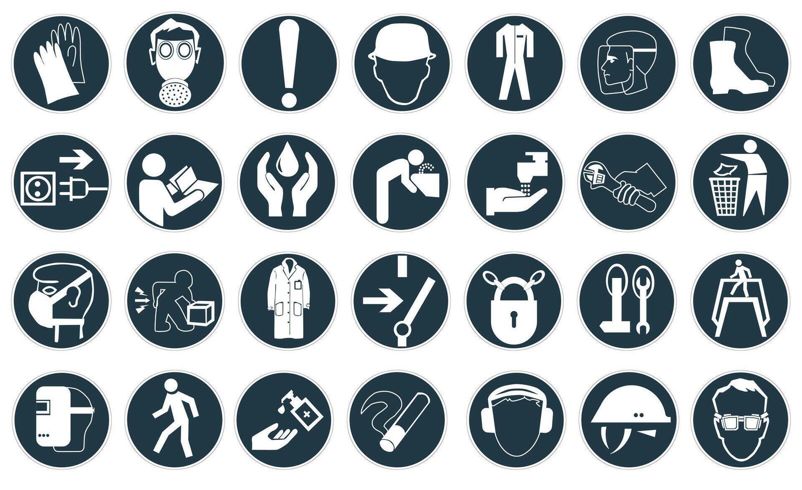 Signs indicating correct actions. Directional signs. Danger warning signs. vector