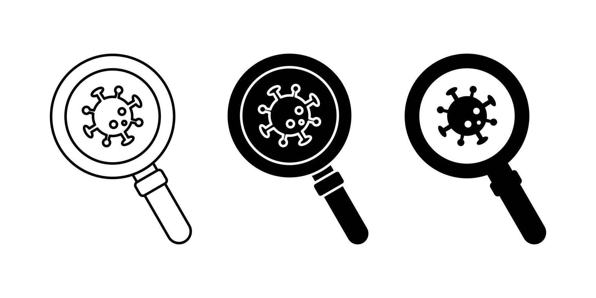virus analysis icon set, virus search symbol. modern design isolated on white background vector