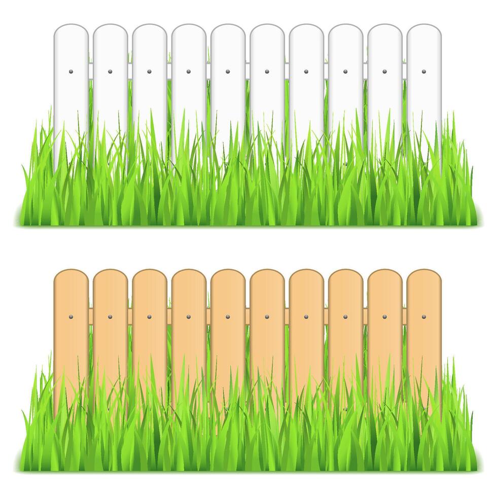 White and brown fences in grass vector