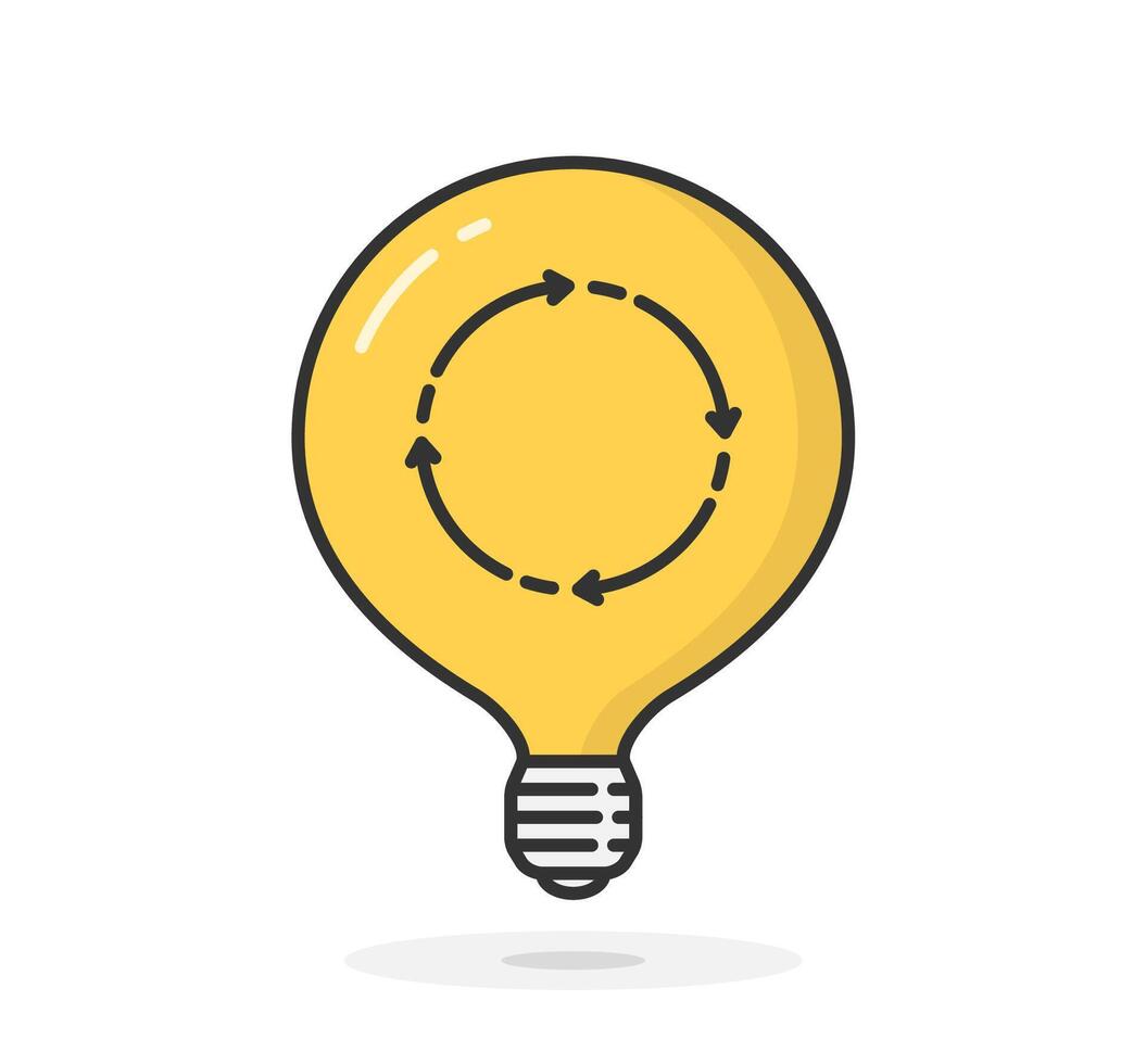 lightbulb icon with circle arrows, idea or innovation concept vector