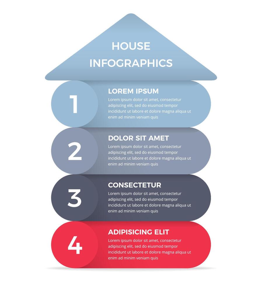 Business infographic template with house divided on four elements with place for text vector