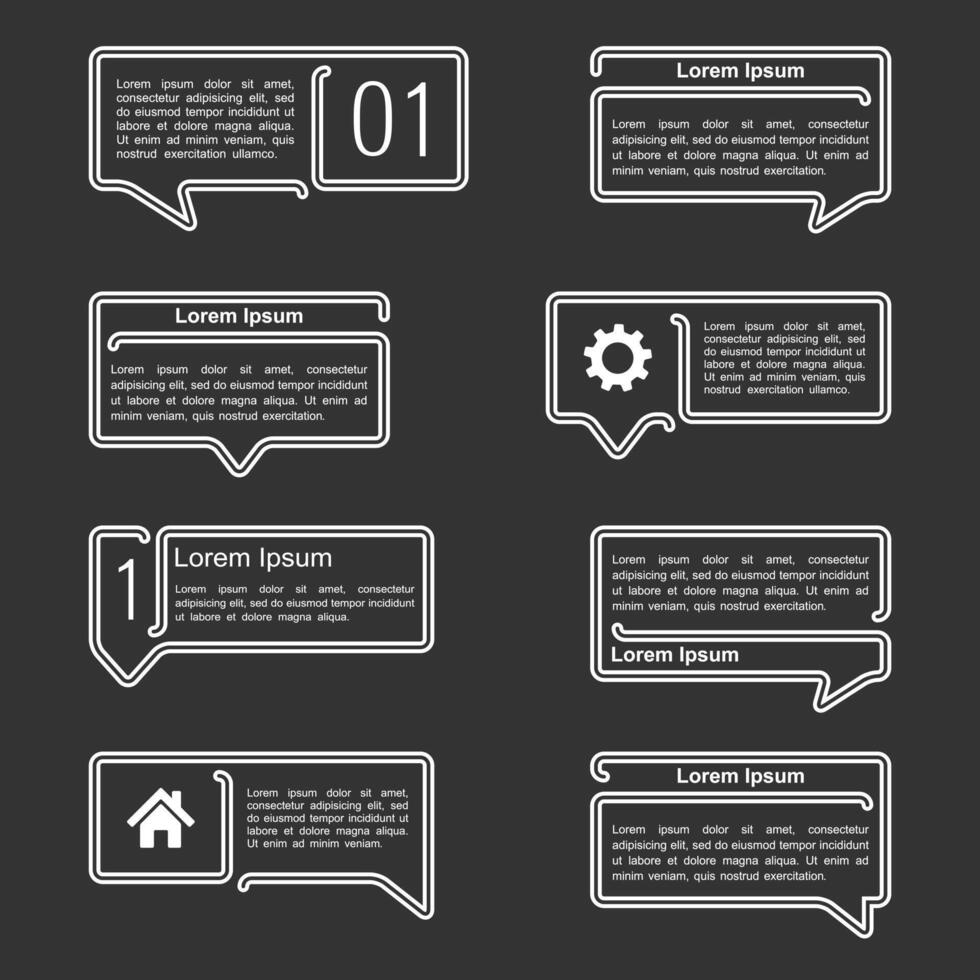Line speech bubbles with place for your icons and text vector