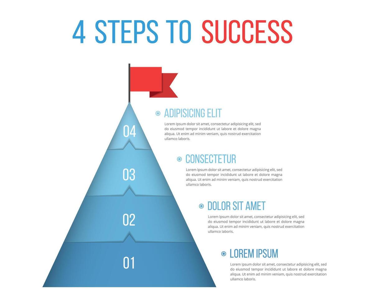 4 Steps to success, infographic template vector