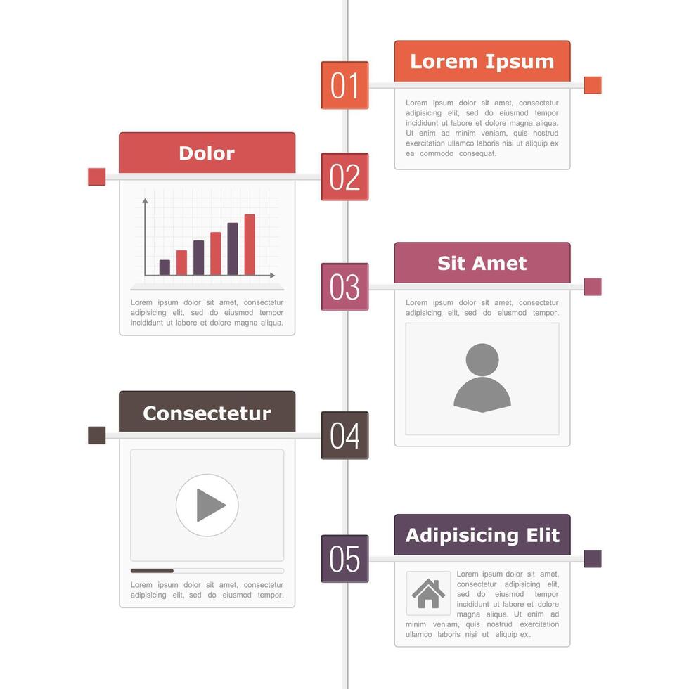 Timeline infographics design template with five elements for your content vector