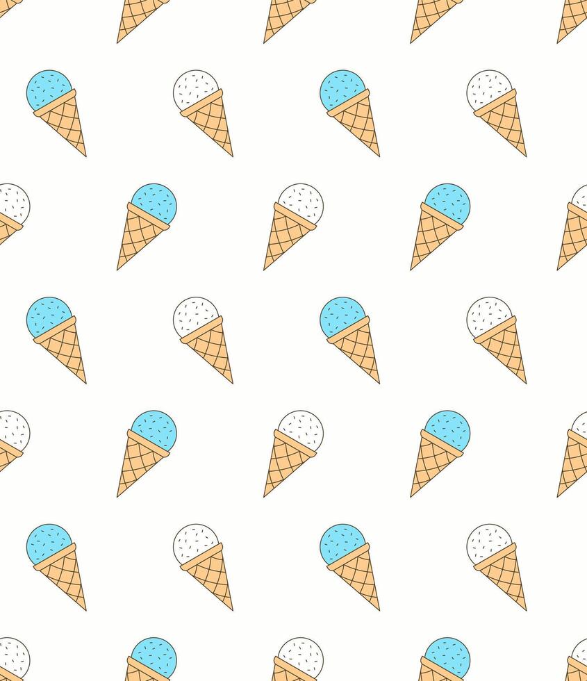 Seamless pattern with blue and white ice cream vector