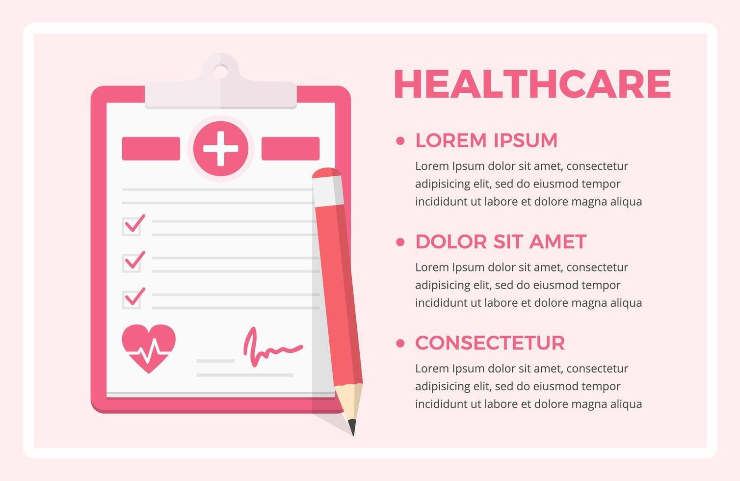 Healthcare concept - clipboard with medical check up, background with place for your text vector