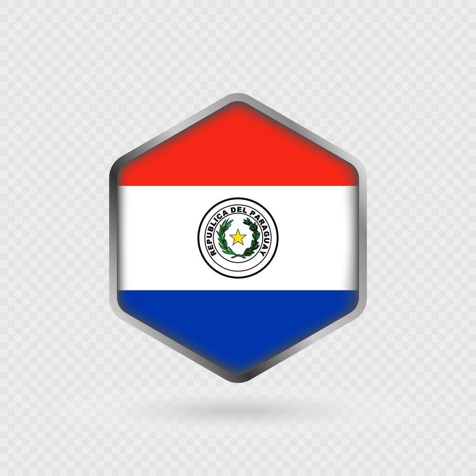 Paraguay Flag Icon in Hexagon Shape. vector