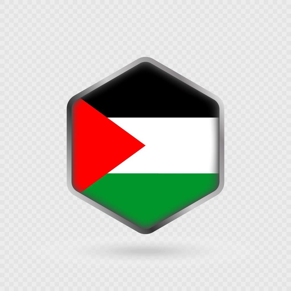 Palestine Flag Icon in Hexagon Shape. vector