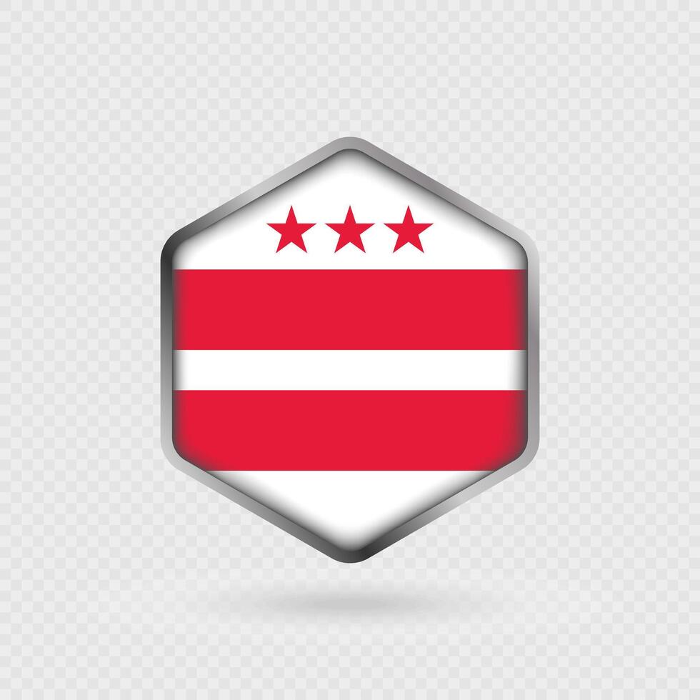 Washington DC State Flag Icon in Hexagon Shape. vector