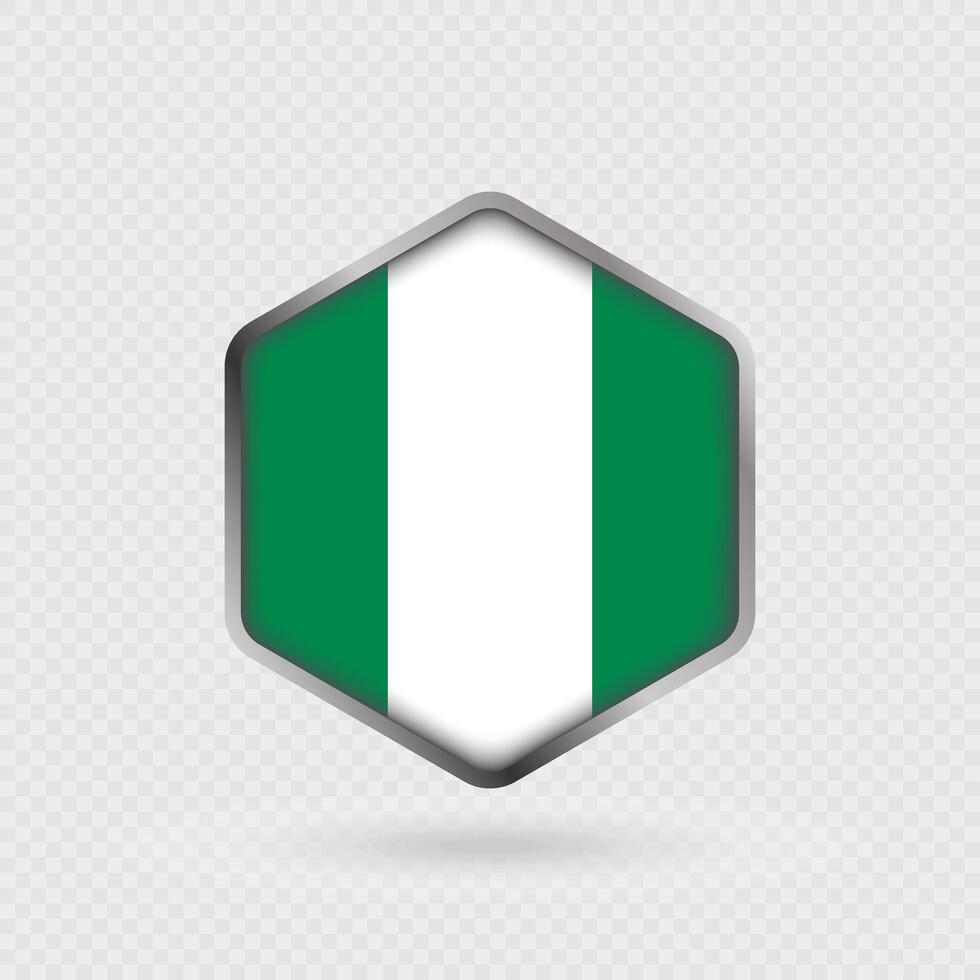 Nigeria Flag Icon in Hexagon Shape. vector