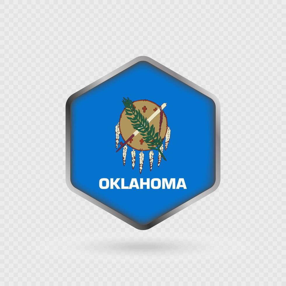 Oklahoma State Flag Icon in Hexagon Shape. vector