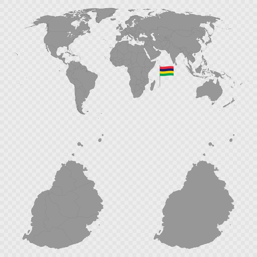 Mauritius Map Set with World Location. vector