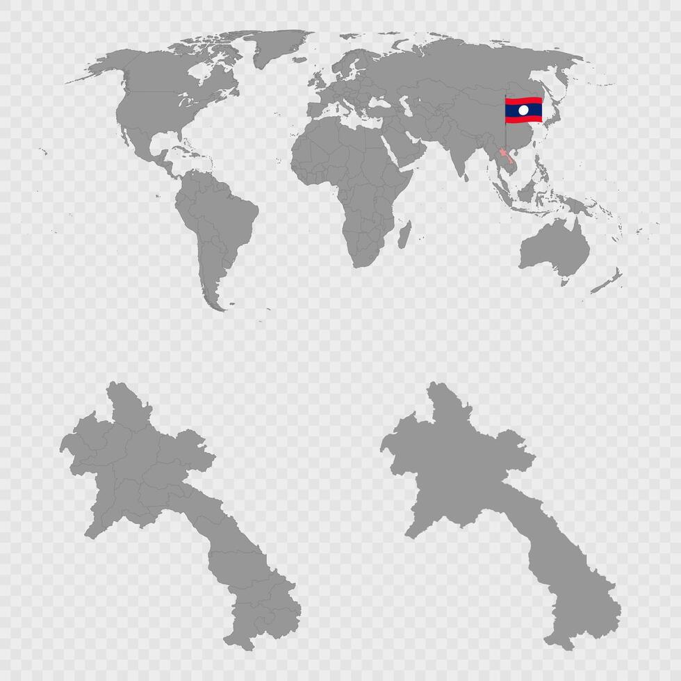 Laos Map Set with World Location. vector