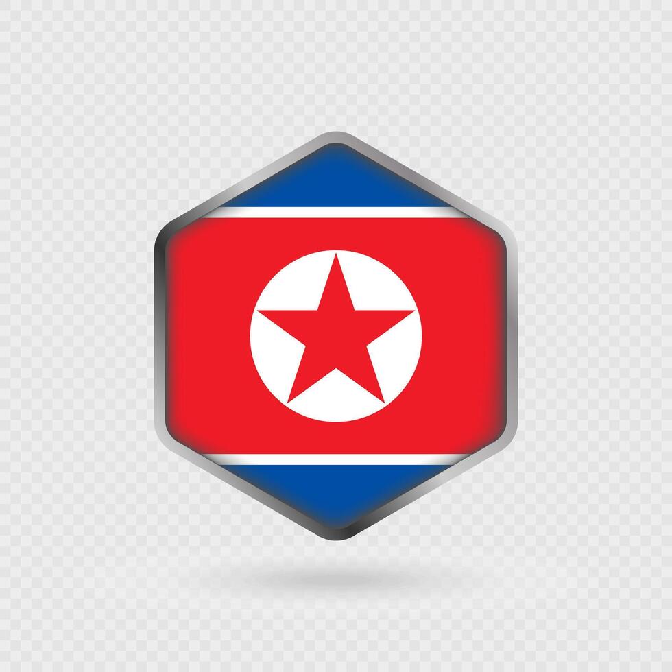 North Korea Flag Icon in Hexagon Shape. vector