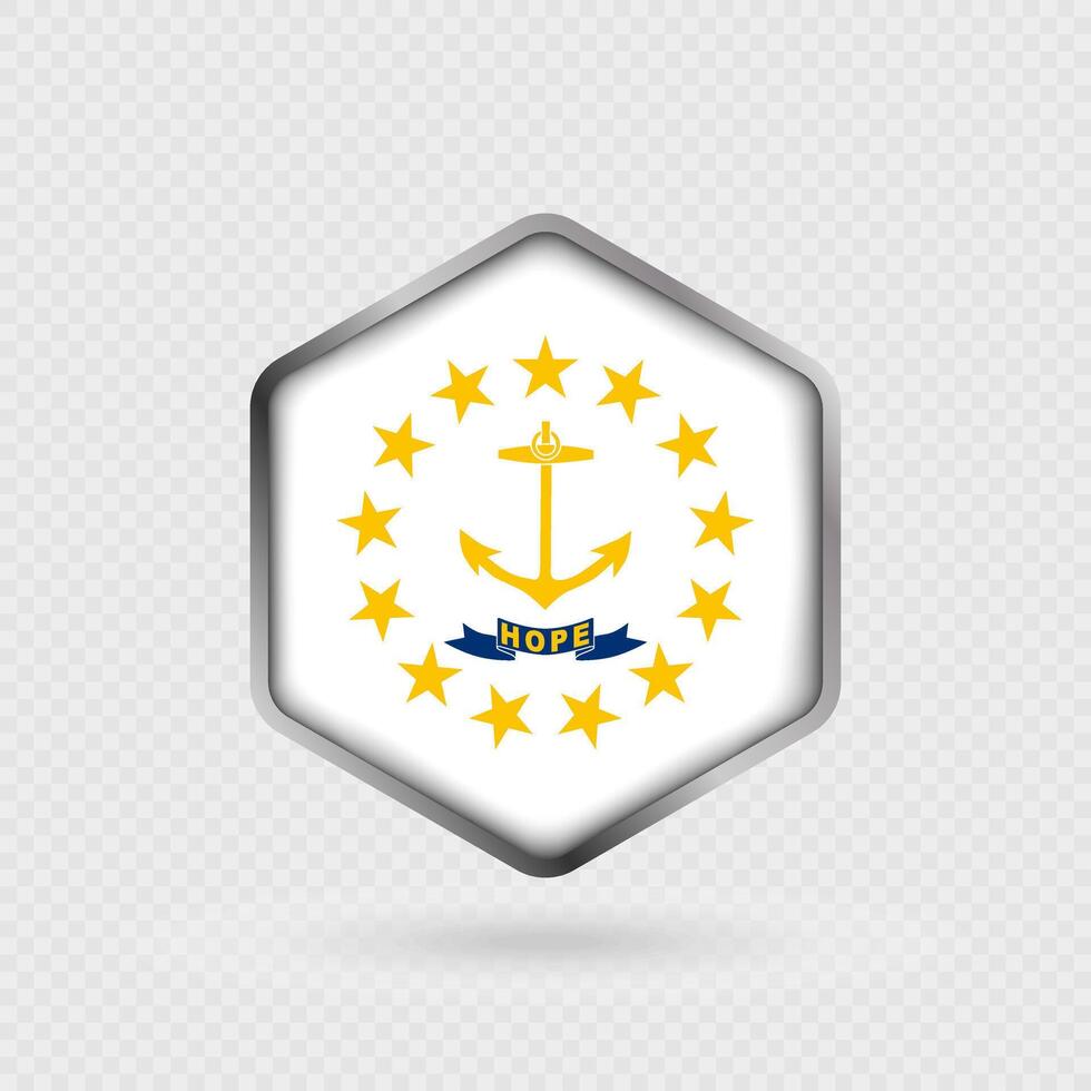 Rhode Island State Flag Icon in Hexagon Shape. vector