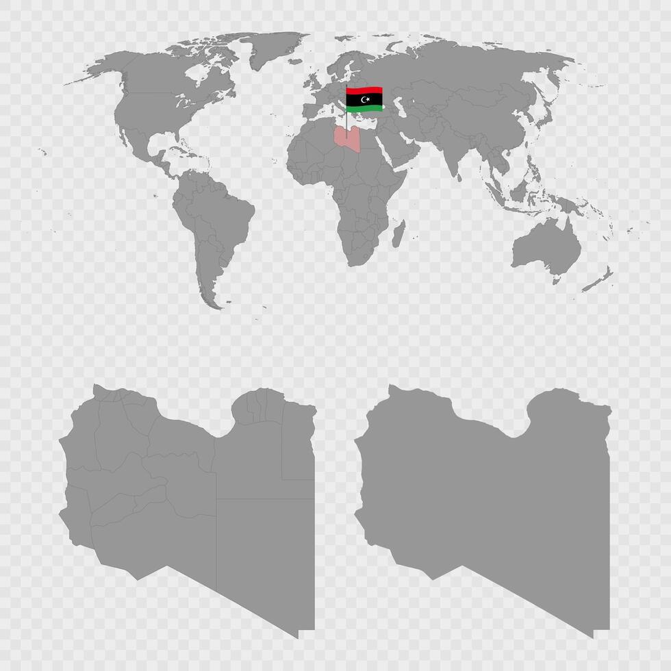 Libya Map Set with World Location. vector