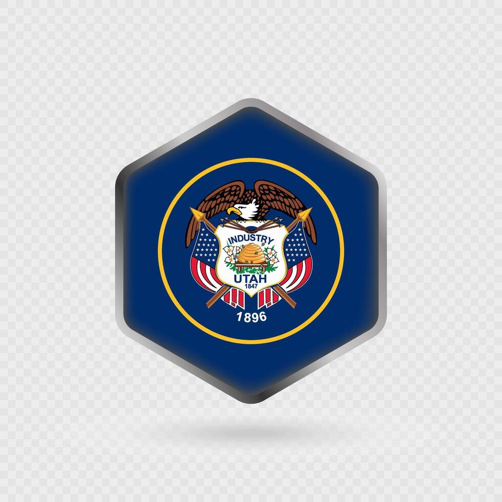 Utah State Flag Icon in Hexagon Shape. vector