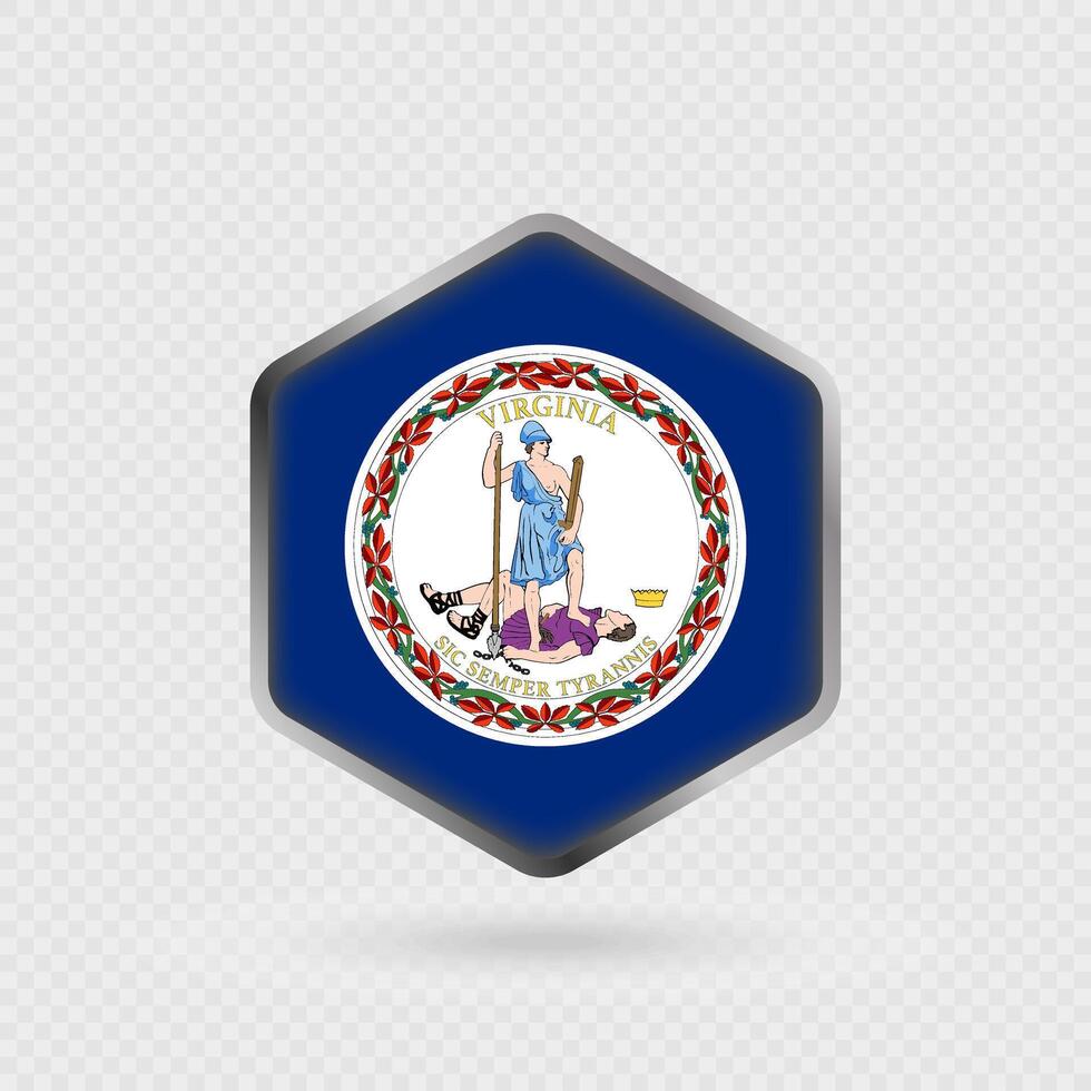 Virginia State Flag Icon in Hexagon Shape. vector