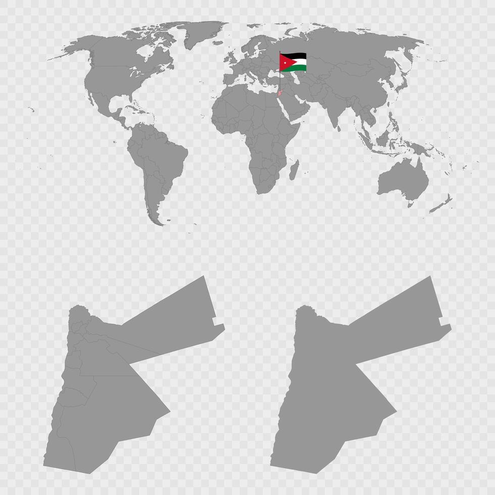 Jordan Map Set with World Location. vector