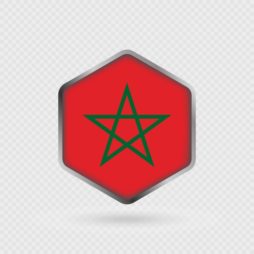 Morocco Flag Icon in Hexagon Shape. vector