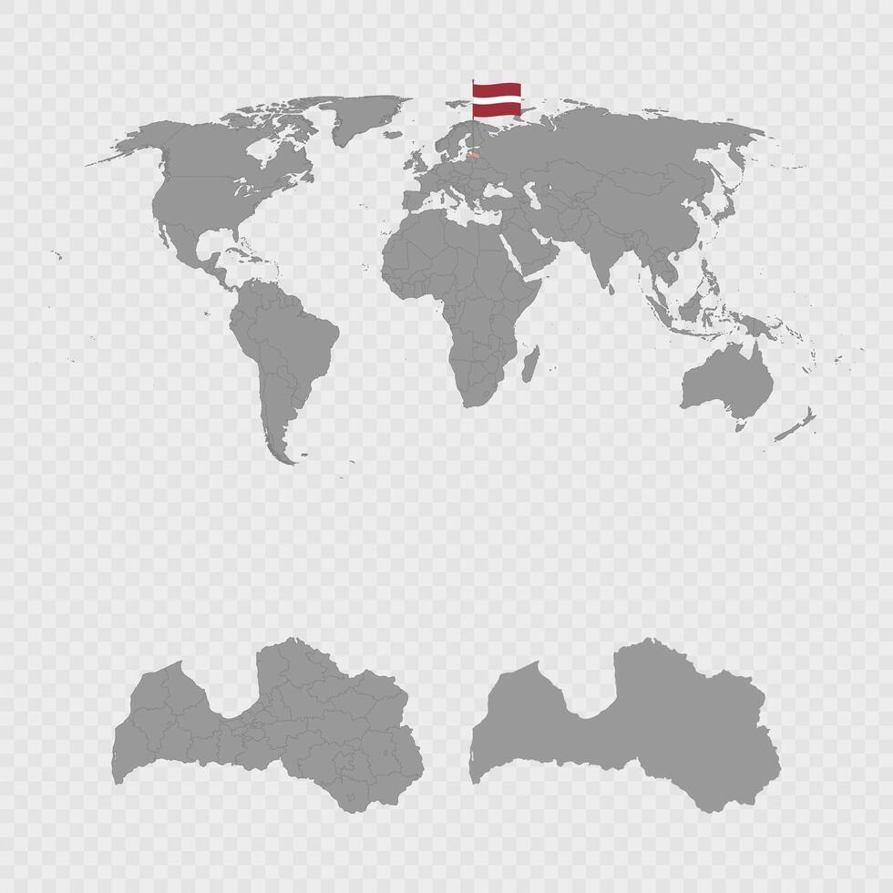 Latvia Map Set with World Location. vector
