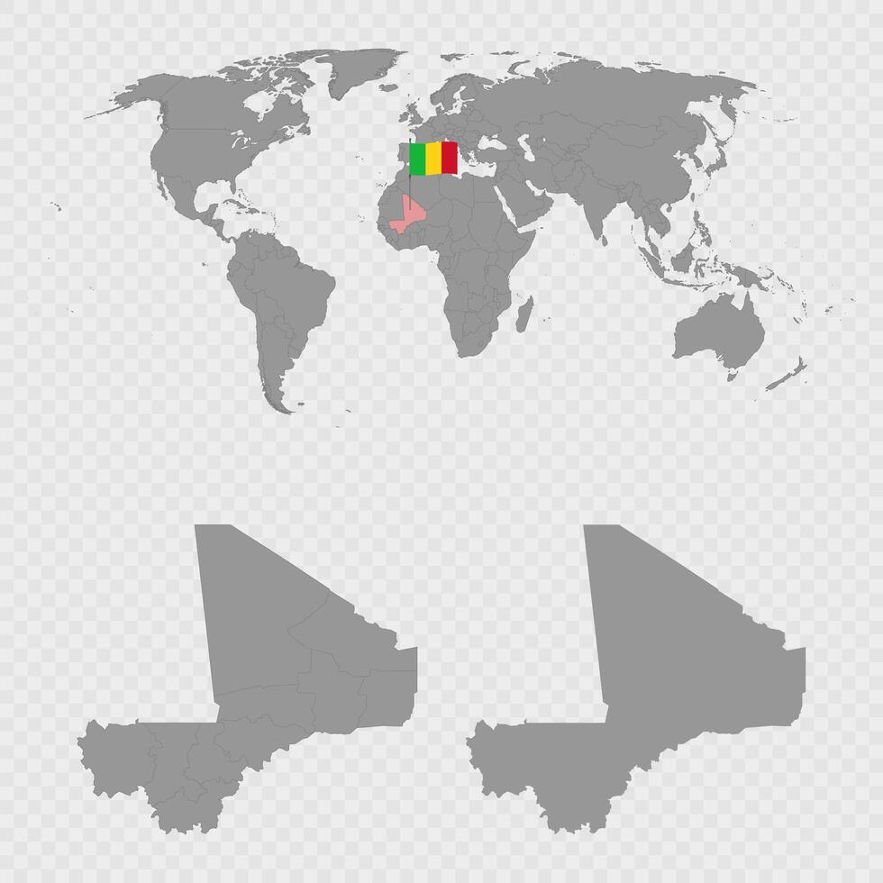 Mali Map Set with World Location. vector