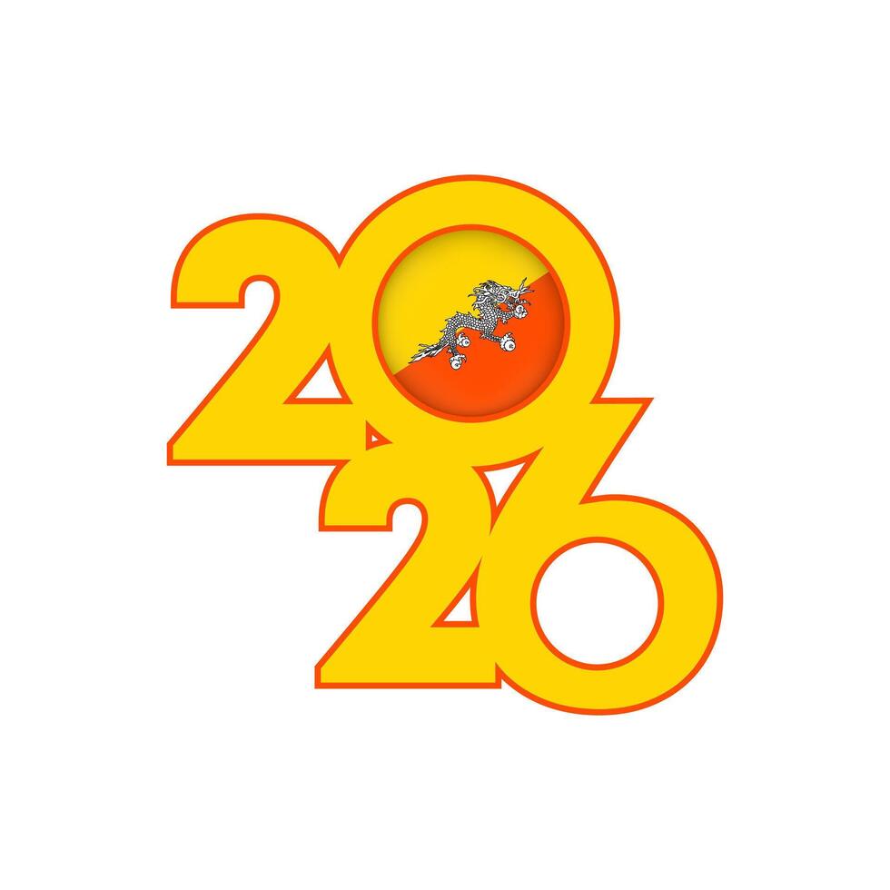 2026 banner with Bhutan flag inside. vector