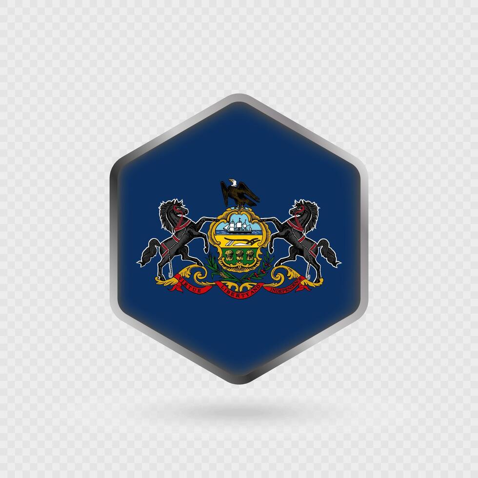 Pennsylvania State Flag Icon in Hexagon Shape. vector