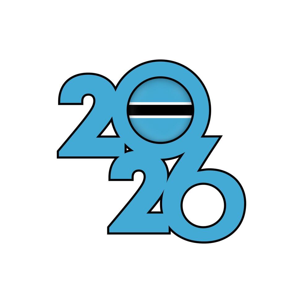 2026 banner with Botswana flag inside. vector