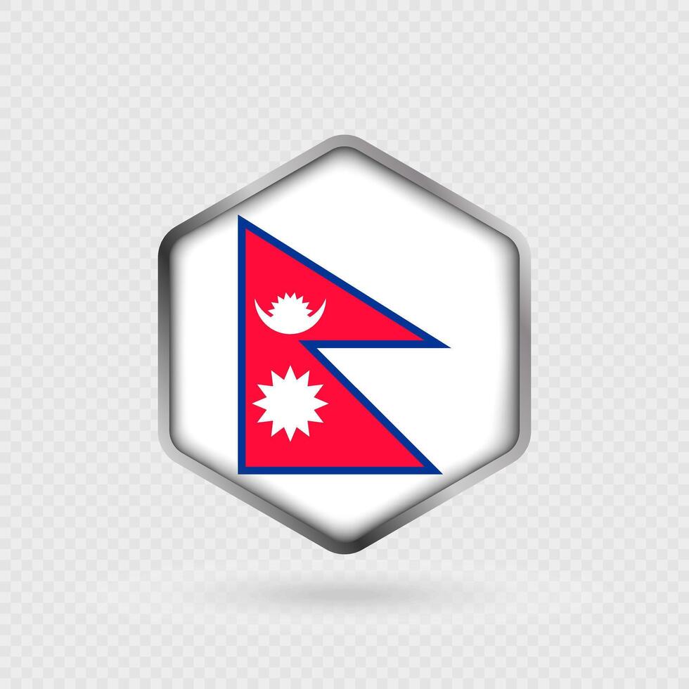 Nepal Flag Icon in Hexagon Shape. vector