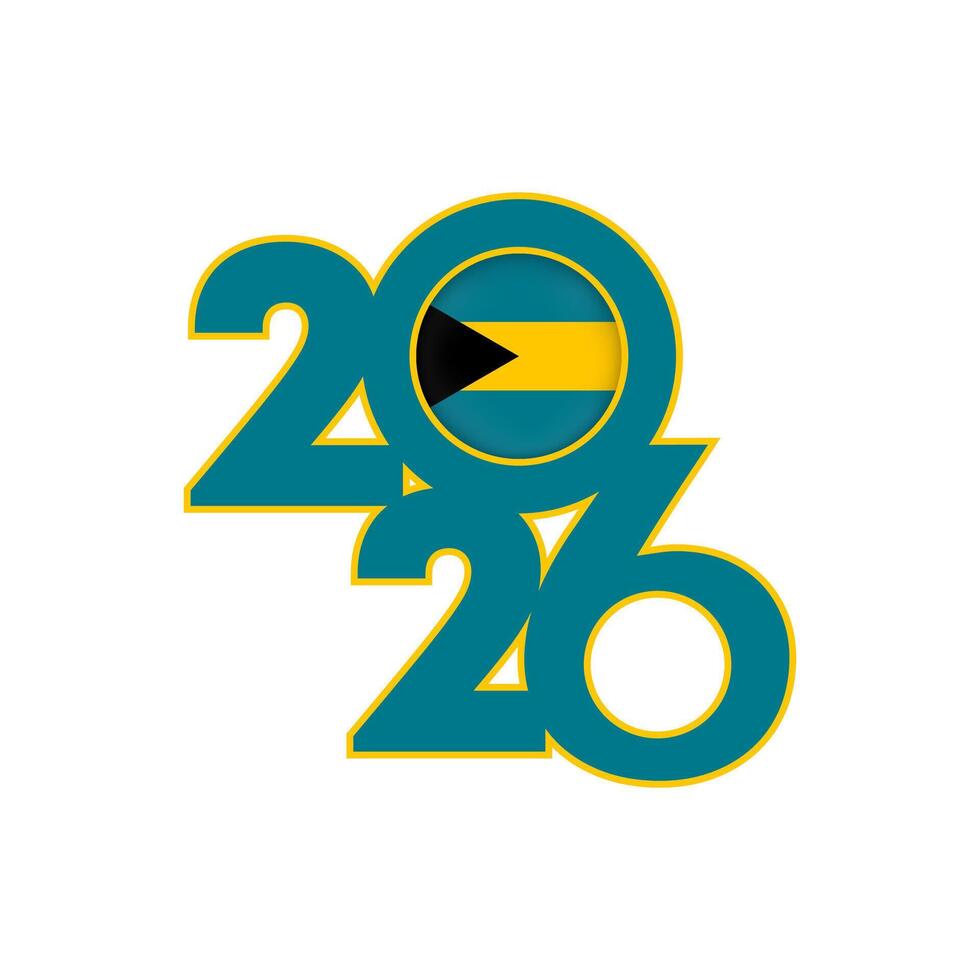 2026 banner with Bahamas flag inside. vector