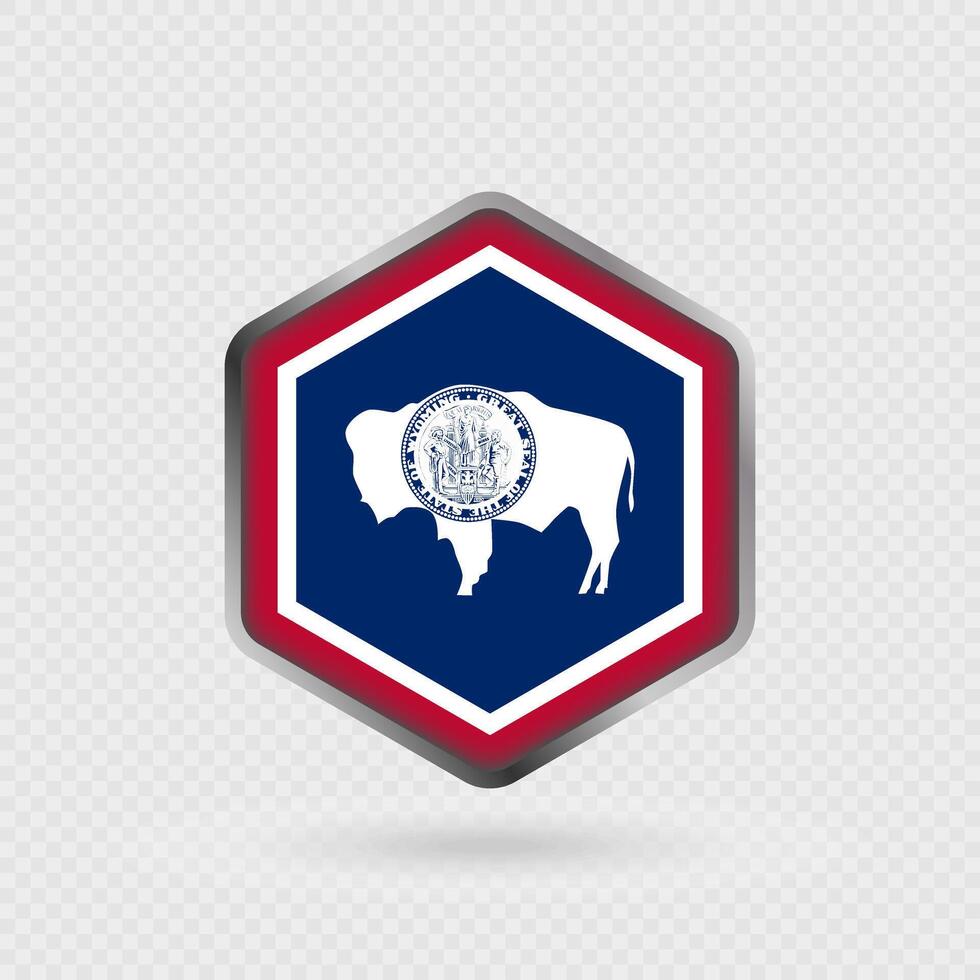 Wyoming State Flag Icon in Hexagon Shape. vector