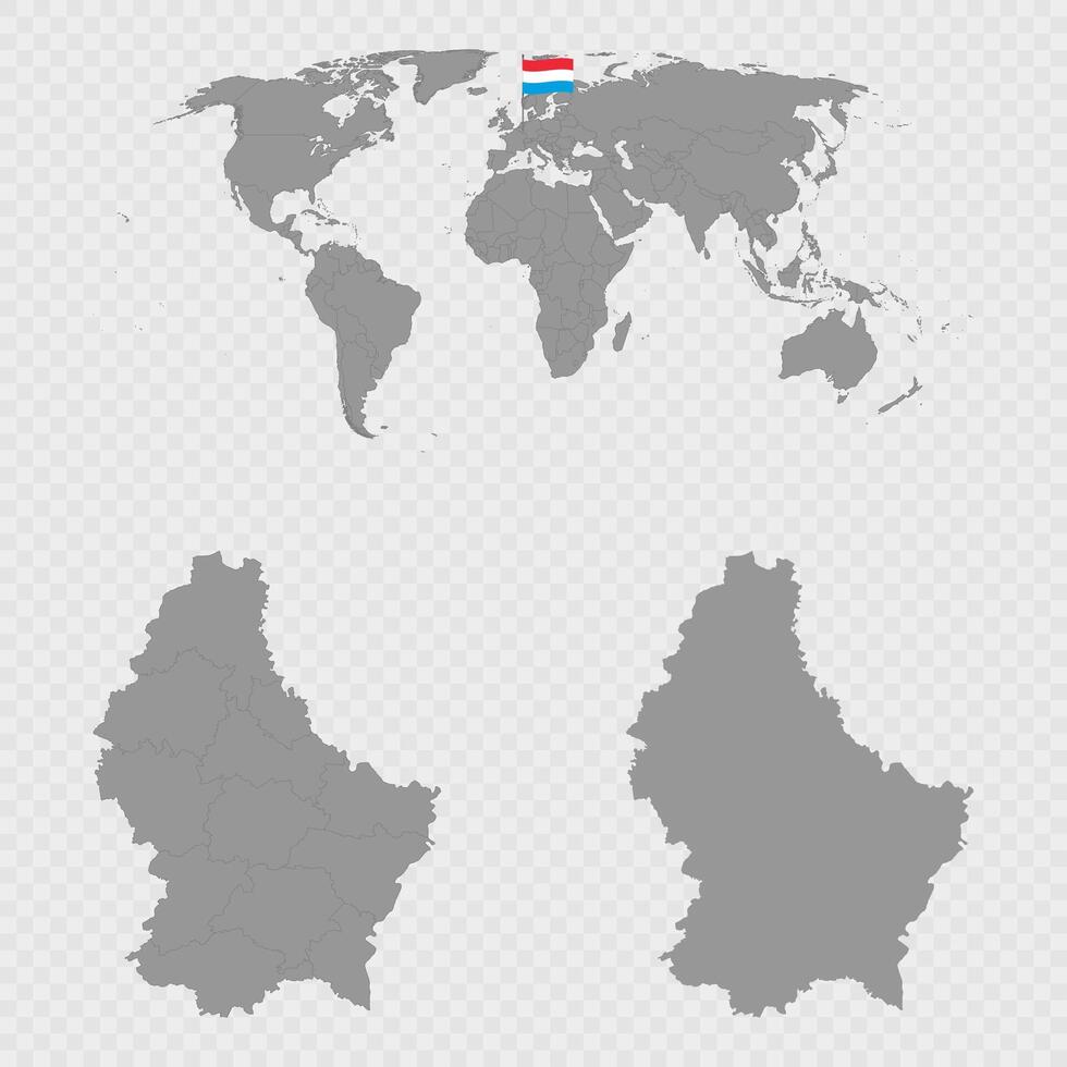 Luxembourg Map Set with World Location. vector