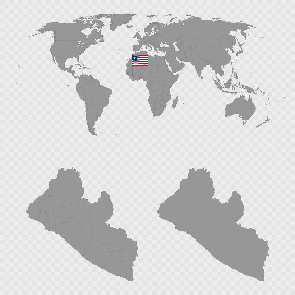 Liberia Map Set with World Location. vector