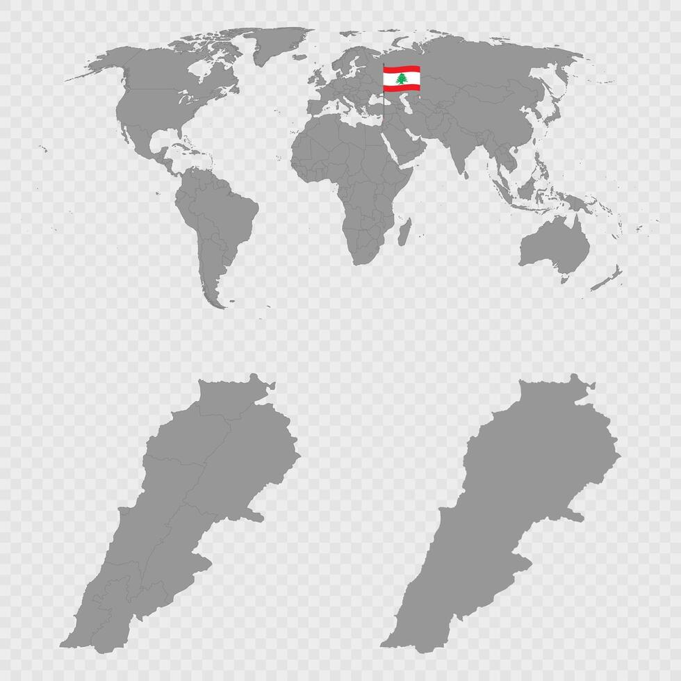 Lebanon Map Set with World Location. vector