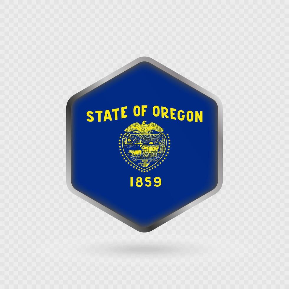 Oregon State Flag Icon in Hexagon Shape. vector
