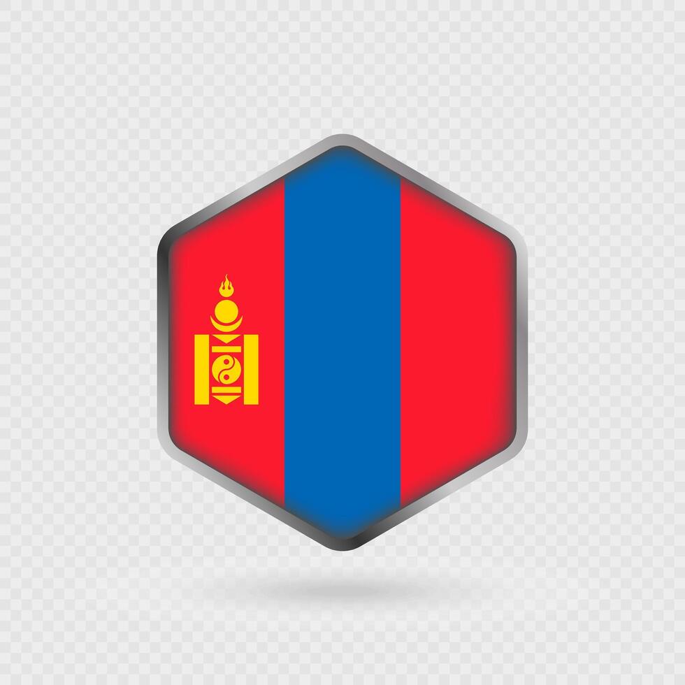 Mongolia Flag Icon in Hexagon Shape. vector