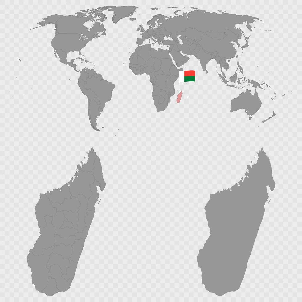Madagascar Administrative Divisions Map Set with World Location. vector