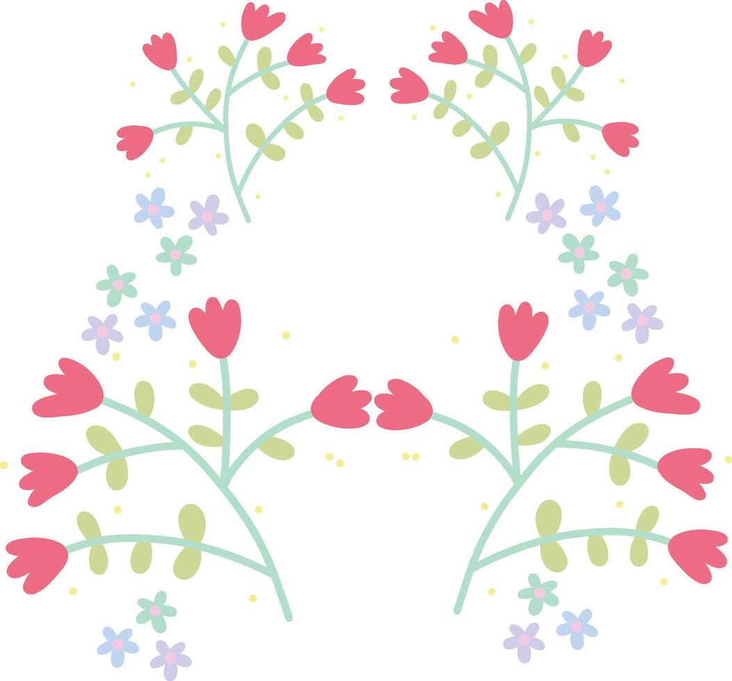 Spring decoration of flowers, leaf, and foliage design illustration vector